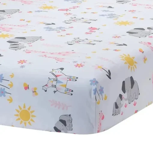 Lambs &amp; Ivy - 3Pk Jazzy Jungle Safari Animals Conjunto de cama para berço rosa