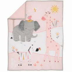 Lambs &amp; Ivy - 3Pk Jazzy Jungle Safari Animals Conjunto de cama para berço rosa