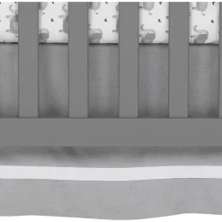 Lambs &amp; Ivy – Saia de berço exclusiva em linho cinza com acabamento branco em 4 lados
