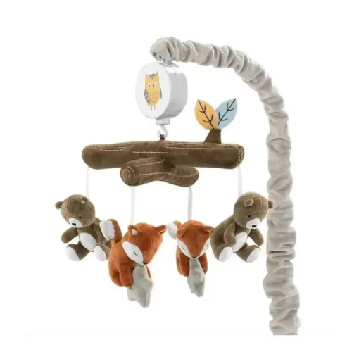 Lambs &amp; Ivy - Sierra Sky Brown Bear/Fox Musical Berço Brinquedo Móvel Chupeta