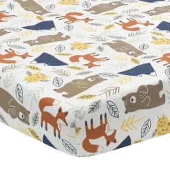 Lambs &amp; Ivy - Sierra Sky Woodland Bear/Fox 100% algodão lençol para bebê