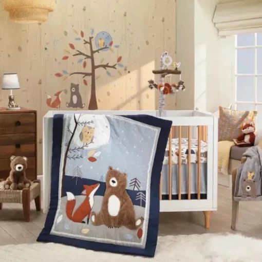 Lambs &amp; Ivy - Sierra Sky Brown Bear/Fox Musical Berço Brinquedo Móvel Chupeta