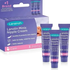Lansinoh - creme de mamilo de lanolina para enfermagem, 3 mini tubos/0,75 oz