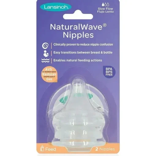 Lansinoh - Mamadeiras de silicone NaturalWAVE 2 unidades, fluxo lento