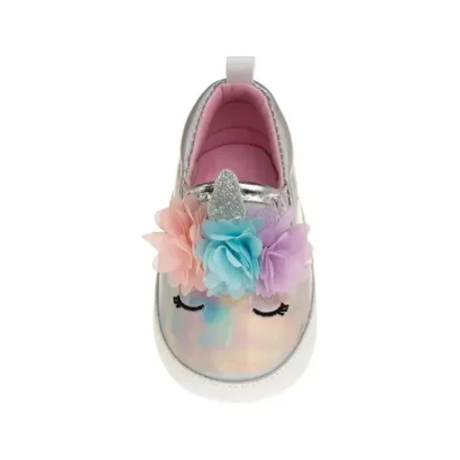 Laura Ashley - Sapatos de Berço Menina Metálico Unicórnio