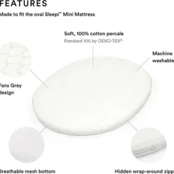 Lençol com elástico Stokke - Sleepi mini, leques cinza