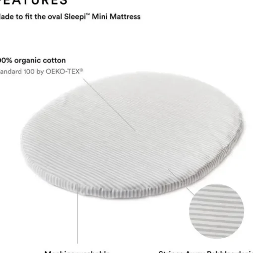 Lençol com elástico Stokke - Sleepi Mini da Pehr, Stripes Away Pebbles