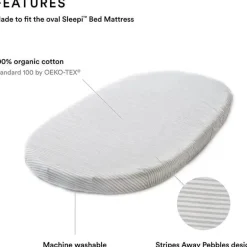 Lençol com elástico Stokke - Sleepi da Pehr, Stripes Away Pebbles