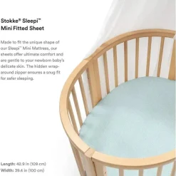 Lençol com elástico Stokke - Sleepi Mini, Dots Sage