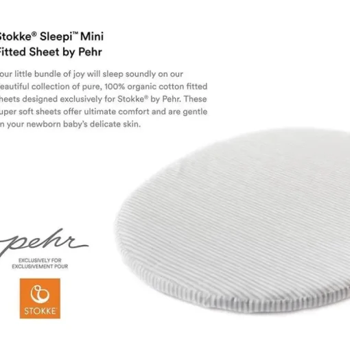 Lençol com elástico Stokke - Sleepi Mini da Pehr, Stripes Away Pebbles
