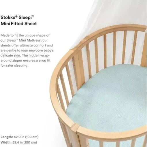 Lençol com elástico Stokke - Sleepi Mini, Dots Sage