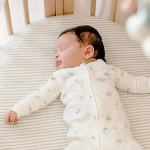 Lençol com elástico Stokke - Sleepi Mini da Pehr, Stripes Away Pebbles