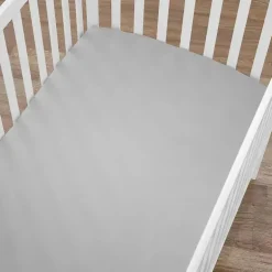 Lençol de berço ajustado em malha 100% algodão orgânico natural American Baby, cinza