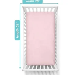 Lençol de berço ajustável 100% algodão orgânico orgânico para bebê americano, rosa
