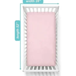 Lençol de berço ajustável American Baby - Supreme 100% algodão natural jersey, rosa