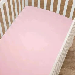 Lençol de berço ajustável American Baby - Supreme 100% algodão natural jersey, rosa