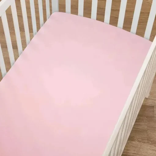 Lençol de berço ajustável American Baby - Supreme 100% algodão natural jersey, rosa