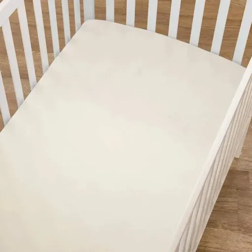 Lençol de berço ajustável American Baby - Supreme 100% algodão natural jersey, bege
