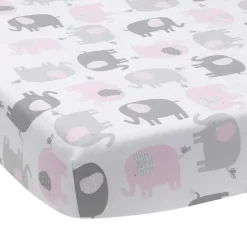 Lençol de berço com ajuste Eloise Originals para dormir, branco/cinza/rosa