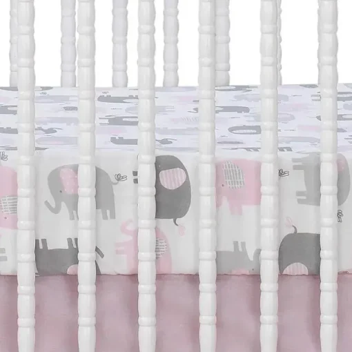 Lençol de berço com ajuste Eloise Originals para dormir, branco/cinza/rosa