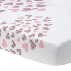Lençol de berço com assinatura Lambs &amp; Ivy assinatura coração a coração rosa/branco