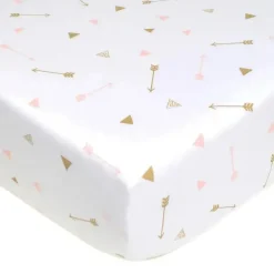 Lençol de berço tricotado 100% algodão estampado American Baby, ouro brilhante