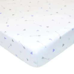 Lençol de berço tricotado 100% algodão estampado American Baby, setas azuis