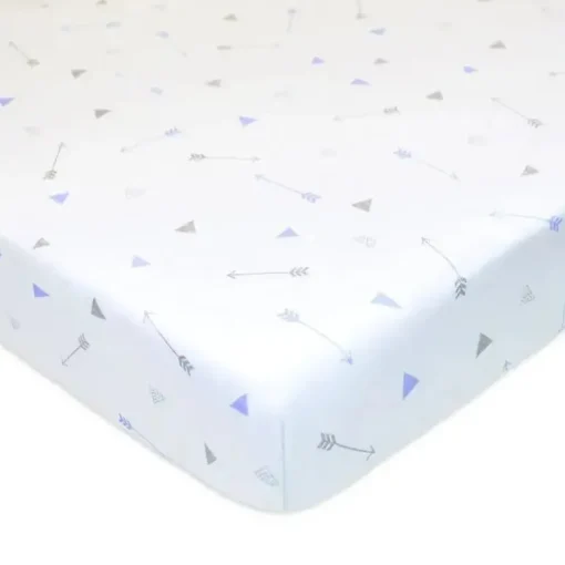 Lençol de berço tricotado 100% algodão estampado American Baby, setas azuis