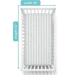 Lençol de berço tricotado 100% algodão estampado American Baby, zigue-zague azul