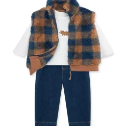 Litlle Me - Conjunto de colete xadrez para bebê 3Pk
