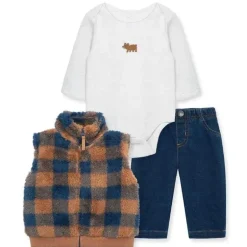 Litlle Me - Conjunto de colete xadrez para bebê 3Pk