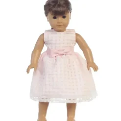 Lito - Baby Dolls Vestido Organza Com Quadrados Burnout, Rosa Claro