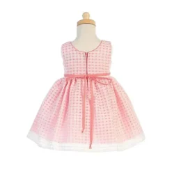 Lito - Baby Dolls Vestido Organza Com Quadrados Burnout, Rosa Claro