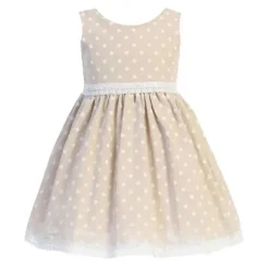 Lito - Bebés Meninas Caqui Algodão Chambray Bolinhas