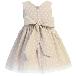 Lito - Bebés Meninas Caqui Algodão Chambray Bolinhas