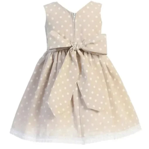 Lito - Bebés Meninas Caqui Algodão Chambray Bolinhas