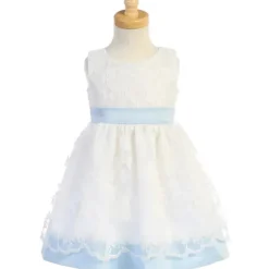 Lito - Malha bordada para bebês com acabamento em seda poli, azul/branco