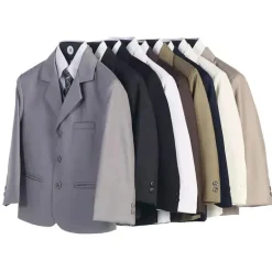 Lito - terno masculino de 3 botões de 5 peças com camisa, colete e gravata (preto)