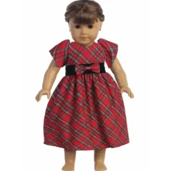 Lito - Vestido Boneca de Natal Xadrez Vermelho e Verde Preto