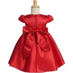 Lito - Vestido de cetim para bebê menina com detalhes em miçangas e strass, vermelho Natal, 12-18 meses