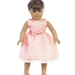 Lito - Vestido de organza com vestido de bonecas Burnout Squares, Coral