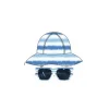 Little Me - 2 peças de chapéu de menino e conjunto de óculos de sol tie dye, azul/branco, 0/12M