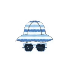 Little Me - 2 peças de chapéu de menino e conjunto de óculos de sol tie dye, azul/branco, 0/12M