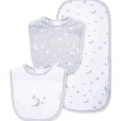 Little Me - babador Moon&amp;Stars, cinza