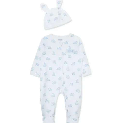 Little Me - Baby Boy Blue Bunny Footie & Hat