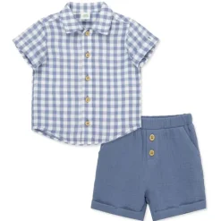 Little Me - Baby Boy Check Short Set, Blue