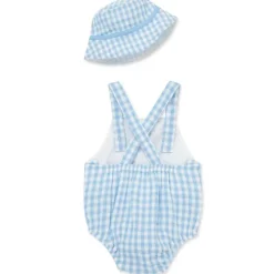 Little Me - Baby Boy Check Sunsuit Hat, Blue