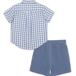 Little Me - Baby Boy Check Woven Short Set, Blue