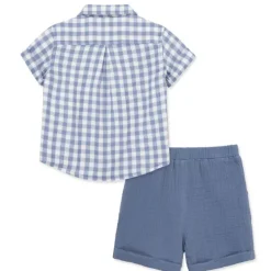 Little Me - Baby Boy Check Short Set, Blue