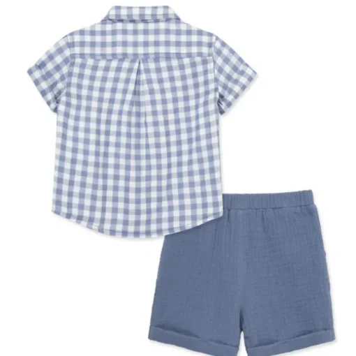 Little Me - Baby Boy Check Short Set, Blue